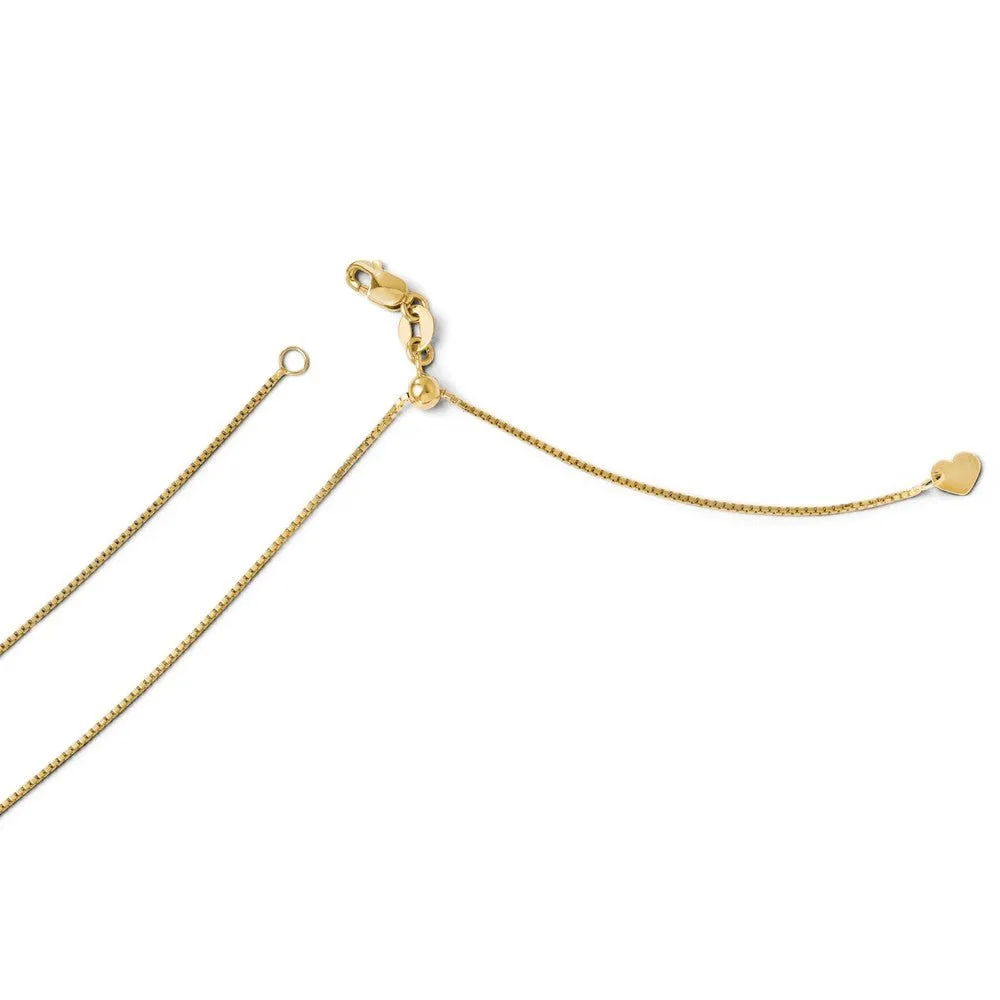 0.8mm 14k Yellow Gold Adjustable Box Chain Necklace