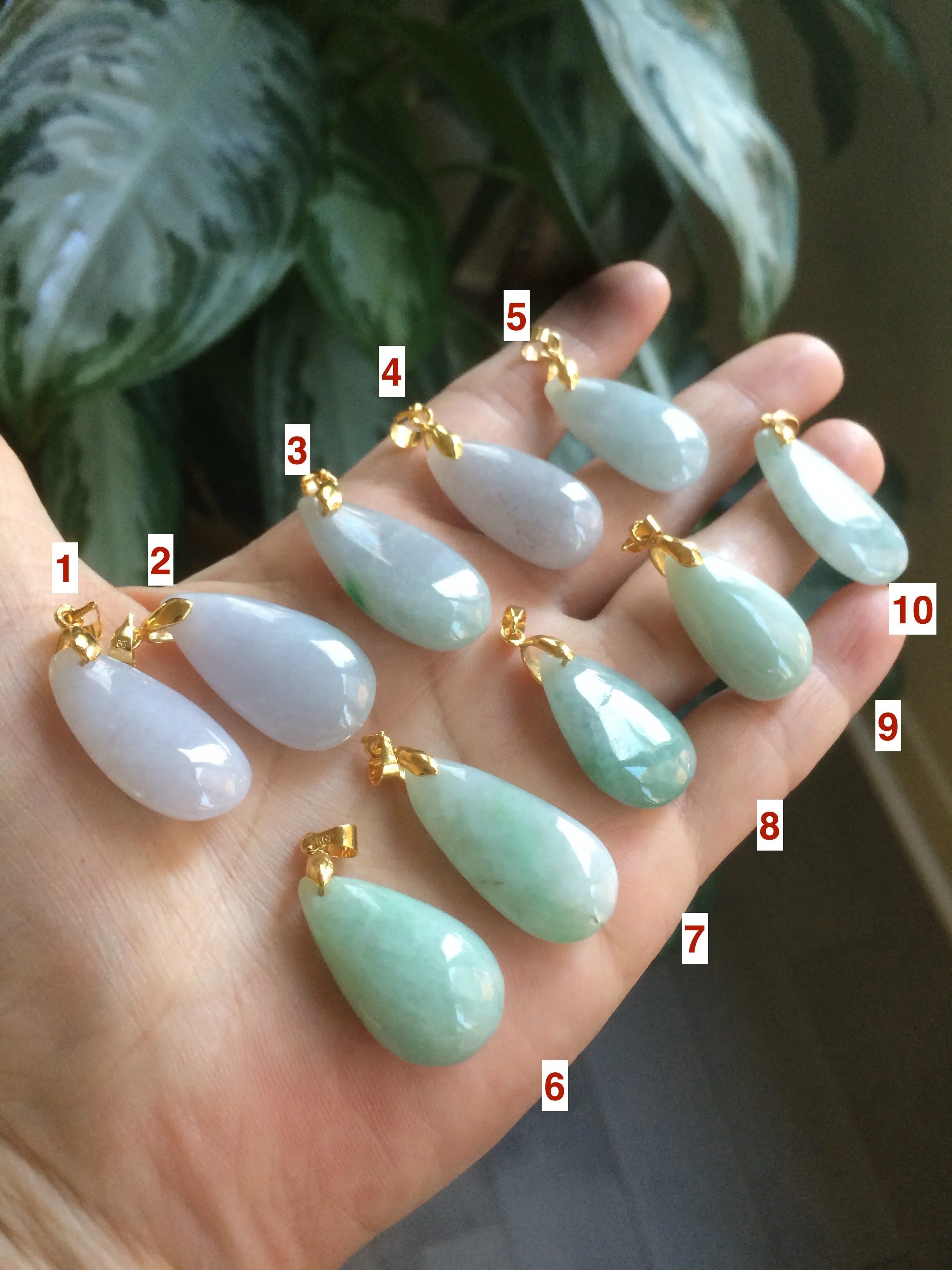 100% natural icy watery green/purple type A jadeite jade water drop pendant necklace group AD23