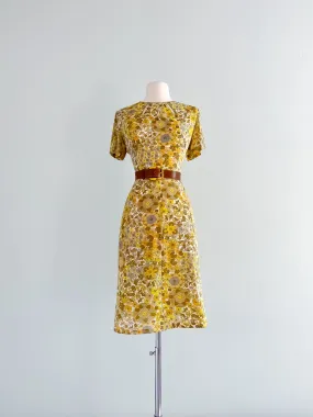 1960's Cotton Golden Hour Floral Day  Dress / Waist 32