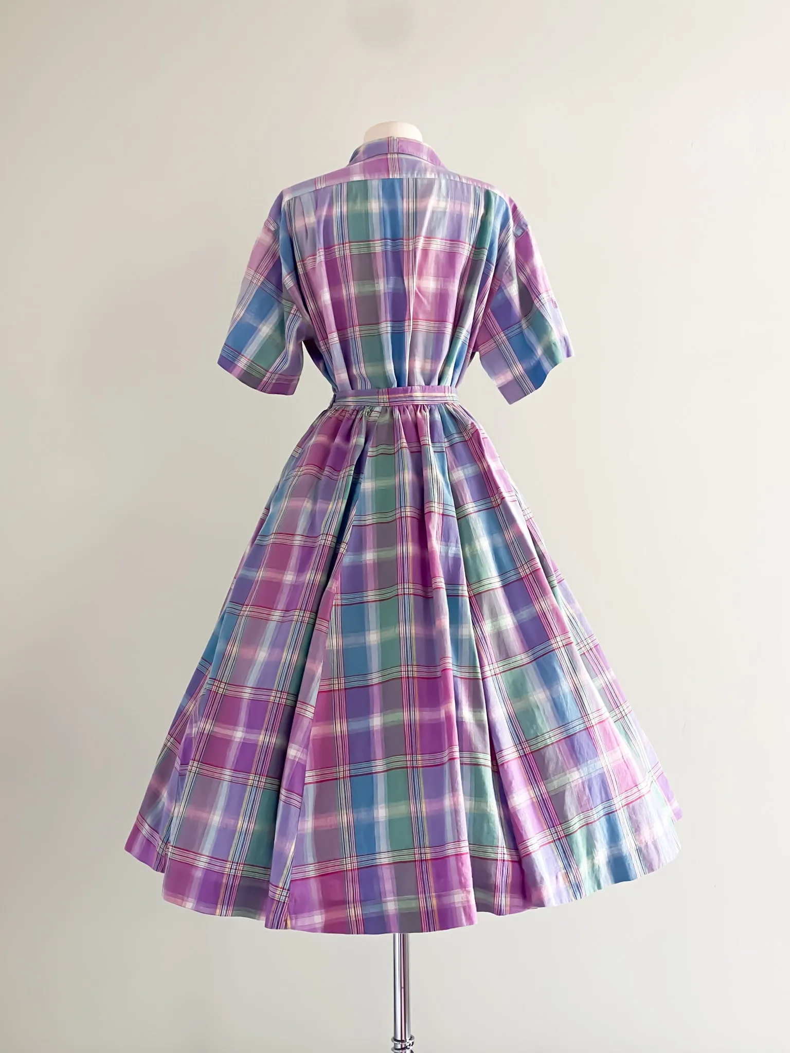 1980's Ralph Lauren Pastel Plaid Two Piece Set / Sz S