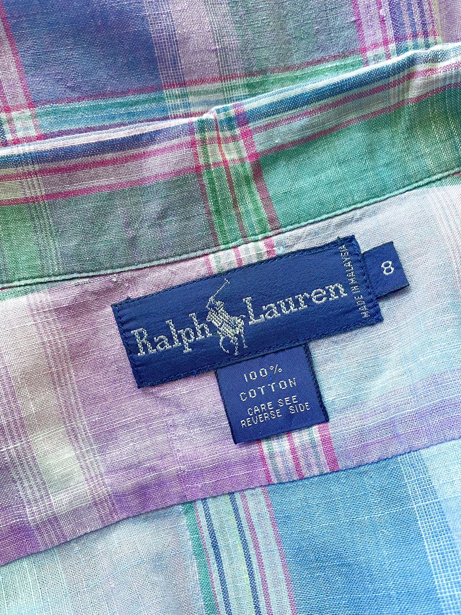 1980's Ralph Lauren Pastel Plaid Two Piece Set / Sz S