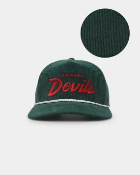 47 Brand New Jersey Devils 'NHL Corduroy Team Script' Corduroy Crossrope '47 Hitch Snapback Dark Green