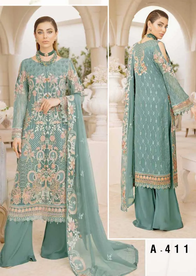 A-411R - Readymade - Ramsha Chevron Chiffon Suit