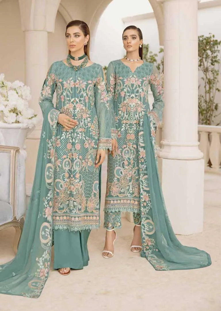 A-411R - Readymade - Ramsha Chevron Chiffon Suit