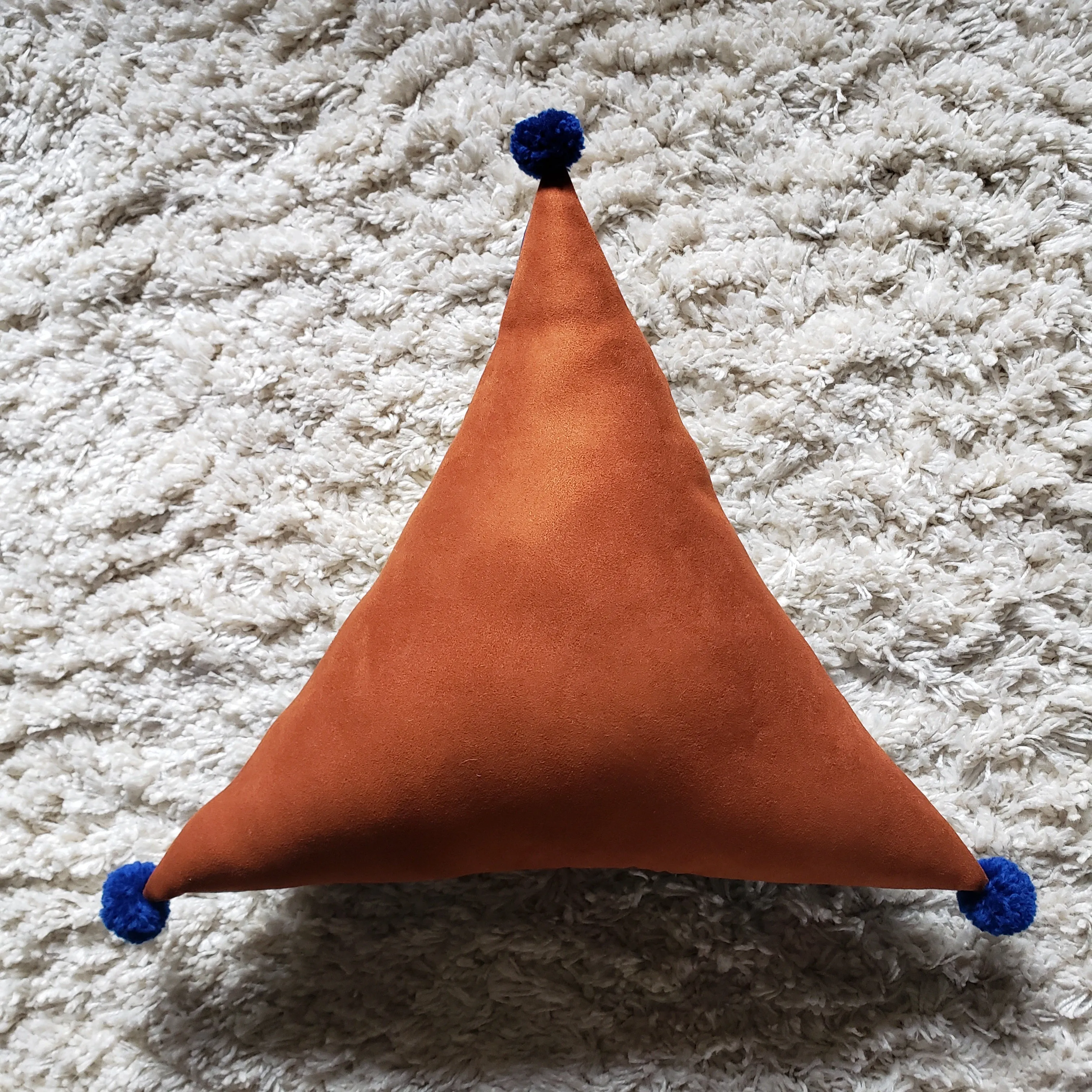 A Cat and His Plant PomPom Triangle Pillow