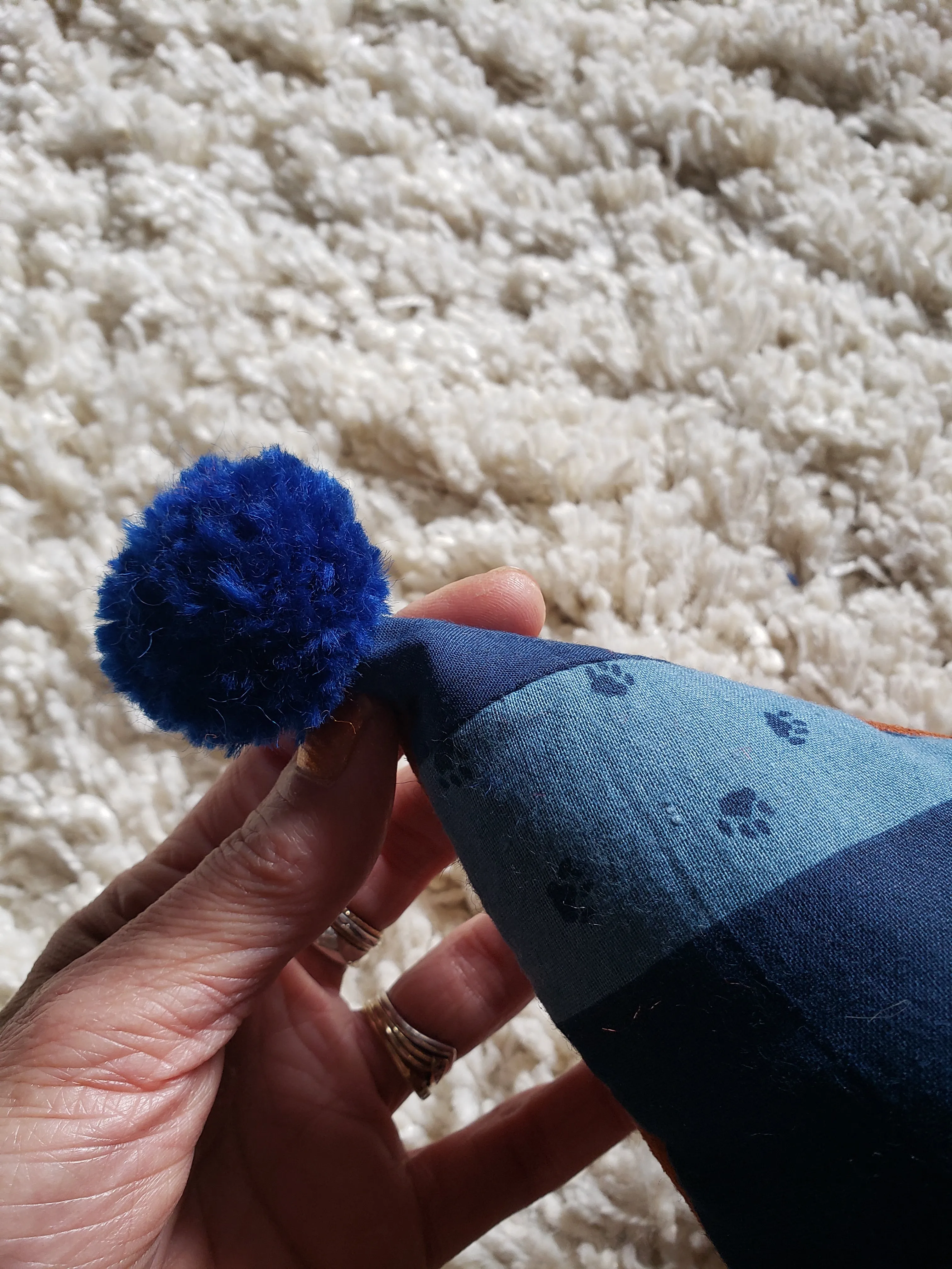 A Cat and His Plant PomPom Triangle Pillow