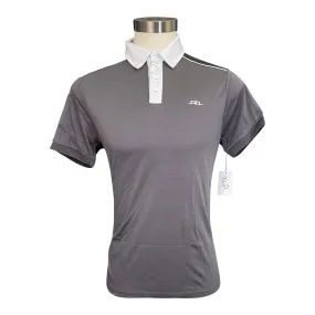 AA Platinum 'Davide' Men's Polo Shirt in Grey w/White Piping - Men's Large