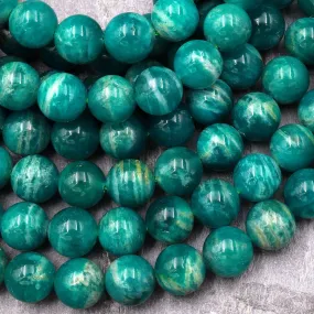 AAA Gemmy Natural Russian Amazonite 6mm 8mm 10mm Round Beads 15.5" Strand