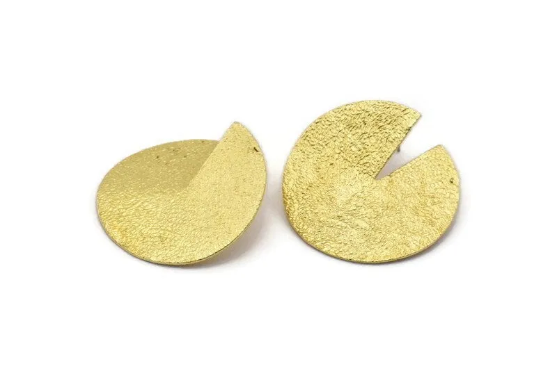 Abstract Earring Findings, 2 Raw Brass Geometric Earring Findings  (33x34x0.7mm) BS 1973