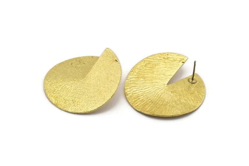 Abstract Earring Findings, 2 Raw Brass Geometric Earring Findings  (33x34x0.7mm) BS 1973