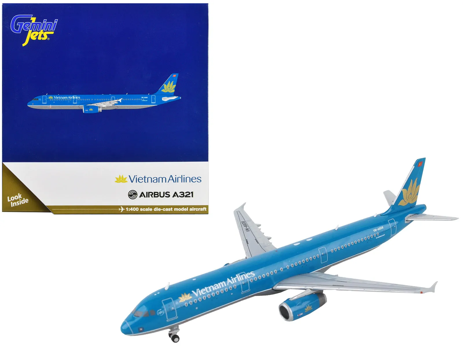 Airbus A321 Commercial Aircraft Vietnam Airlines Blue 1/400 Diecast Model Airplane by GeminiJets