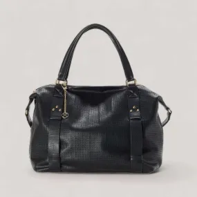 ALEXIS | Black Perforated Weekender