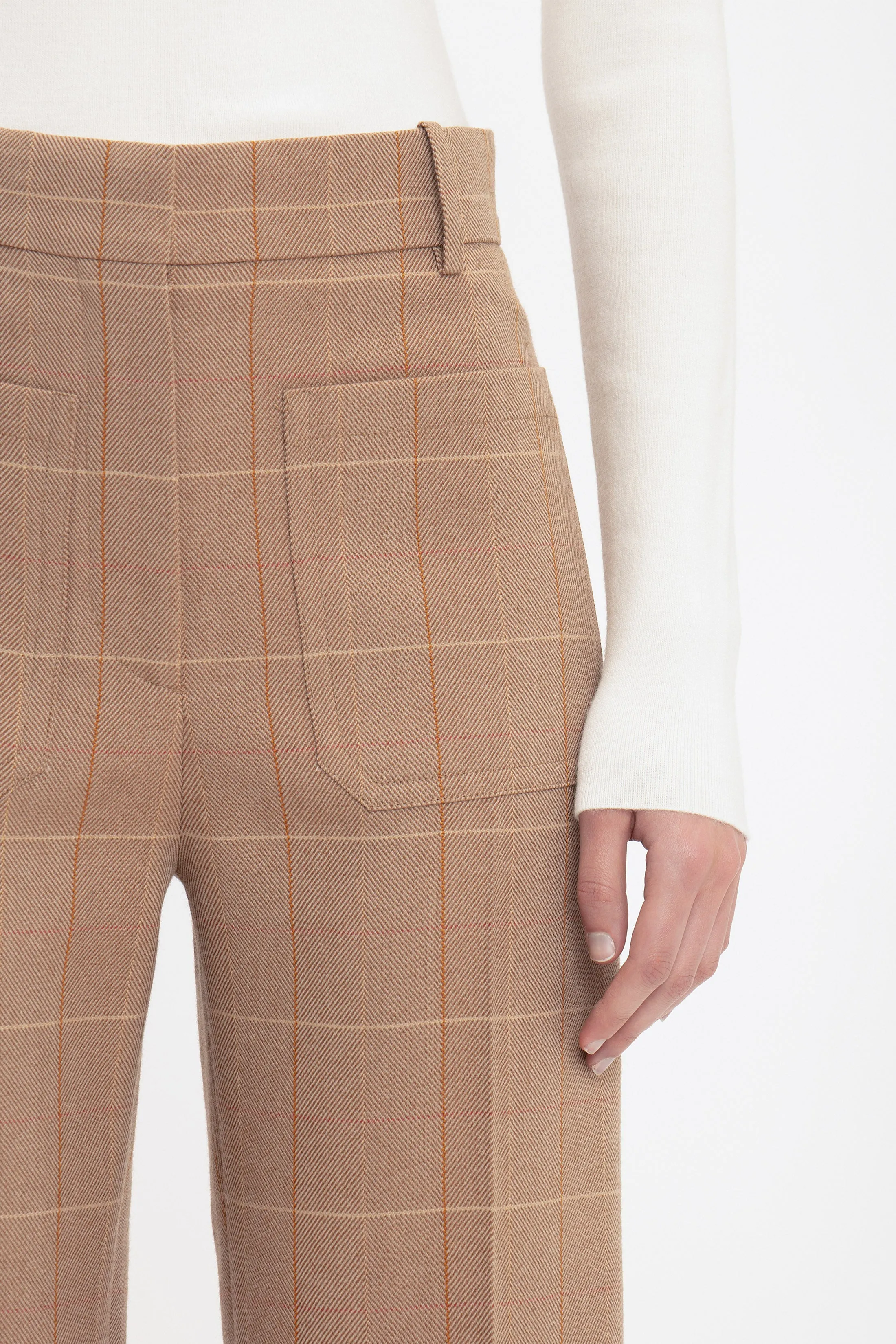 Alina Tailored Trouser In Camel-Multi Check