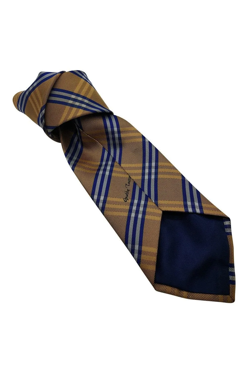 ALLEZ Sussex County Cricket Club Gold and Blue Check Tie (59")