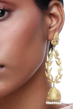 Alloy Jhumka Dangling Earrings in Gold