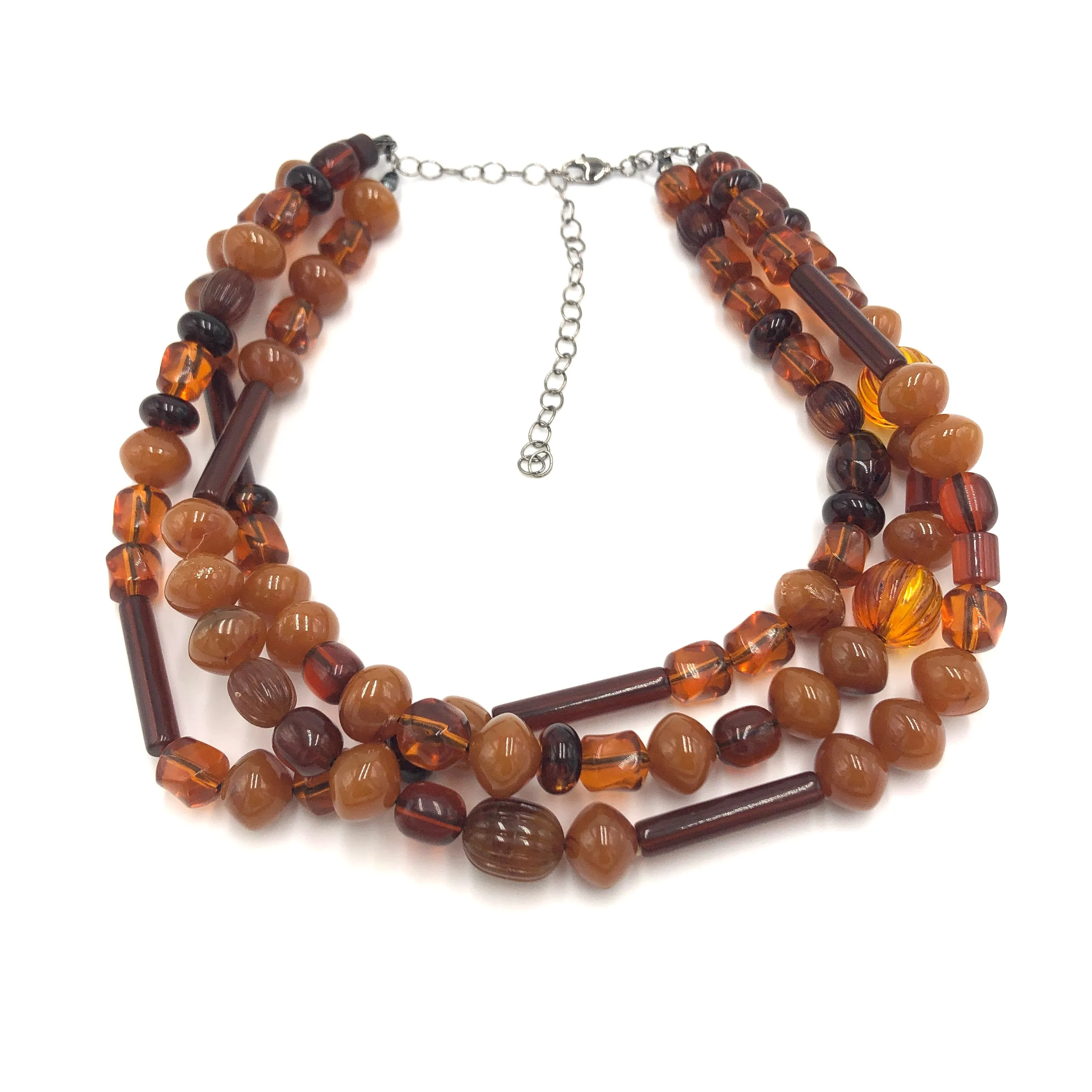 Amber & Tortoise Beaded Morgan Necklace