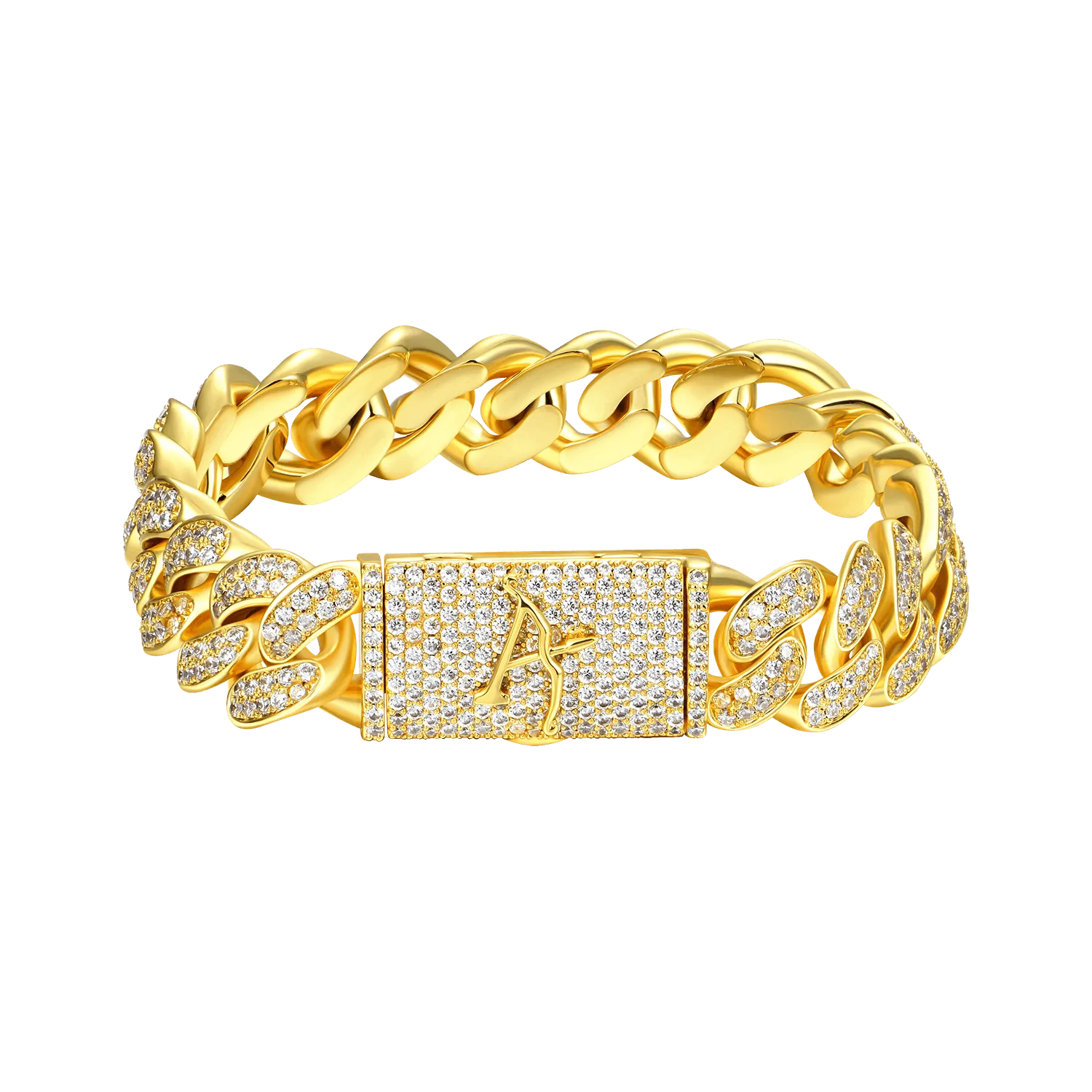 Aporro A Cuban Link Yellow Gold Bracelet- 7