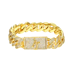 Aporro A Cuban Link Yellow Gold Bracelet- 7