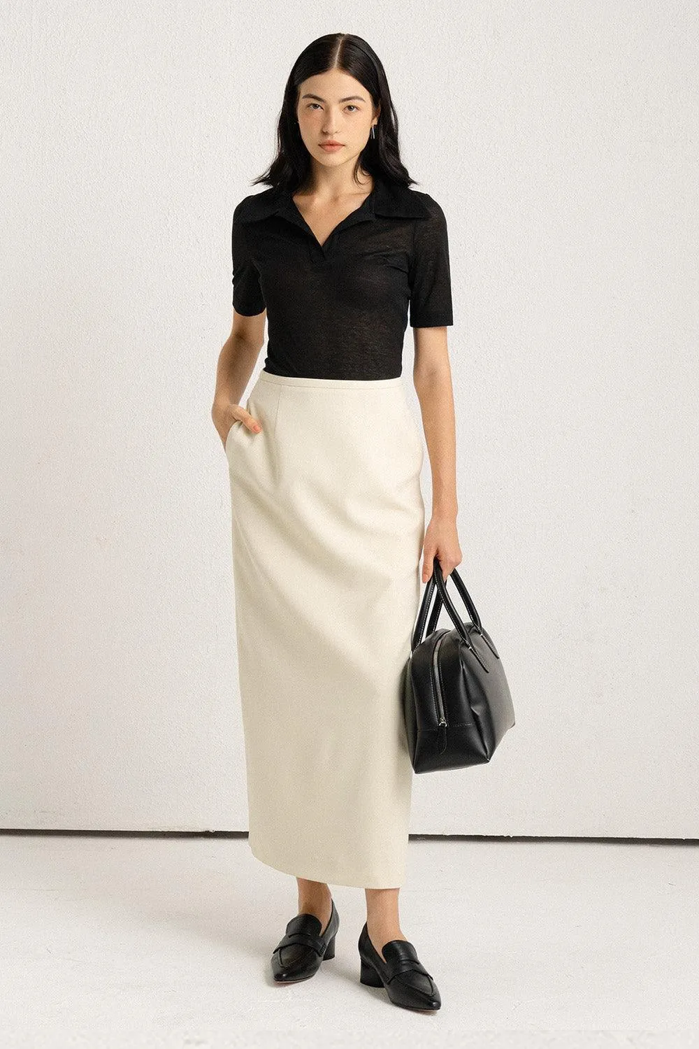 Armani Straight Basic Polycotton Ankle Length Skirt