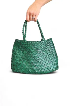 ART N' VINTAGE TESSERRE BASKET LEATHER BAG JADE