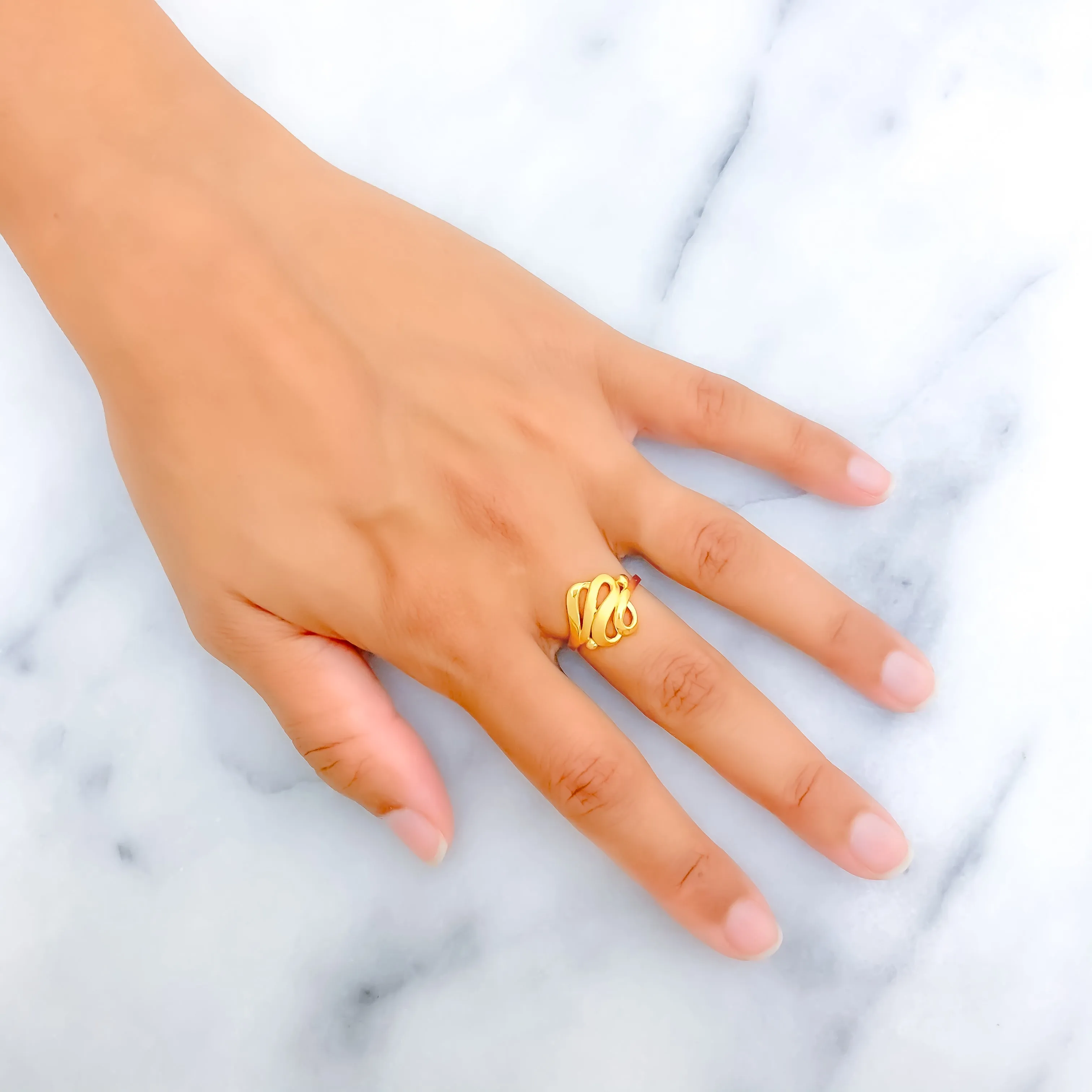 Asymmetrical Ribbon 22k Gold Ring