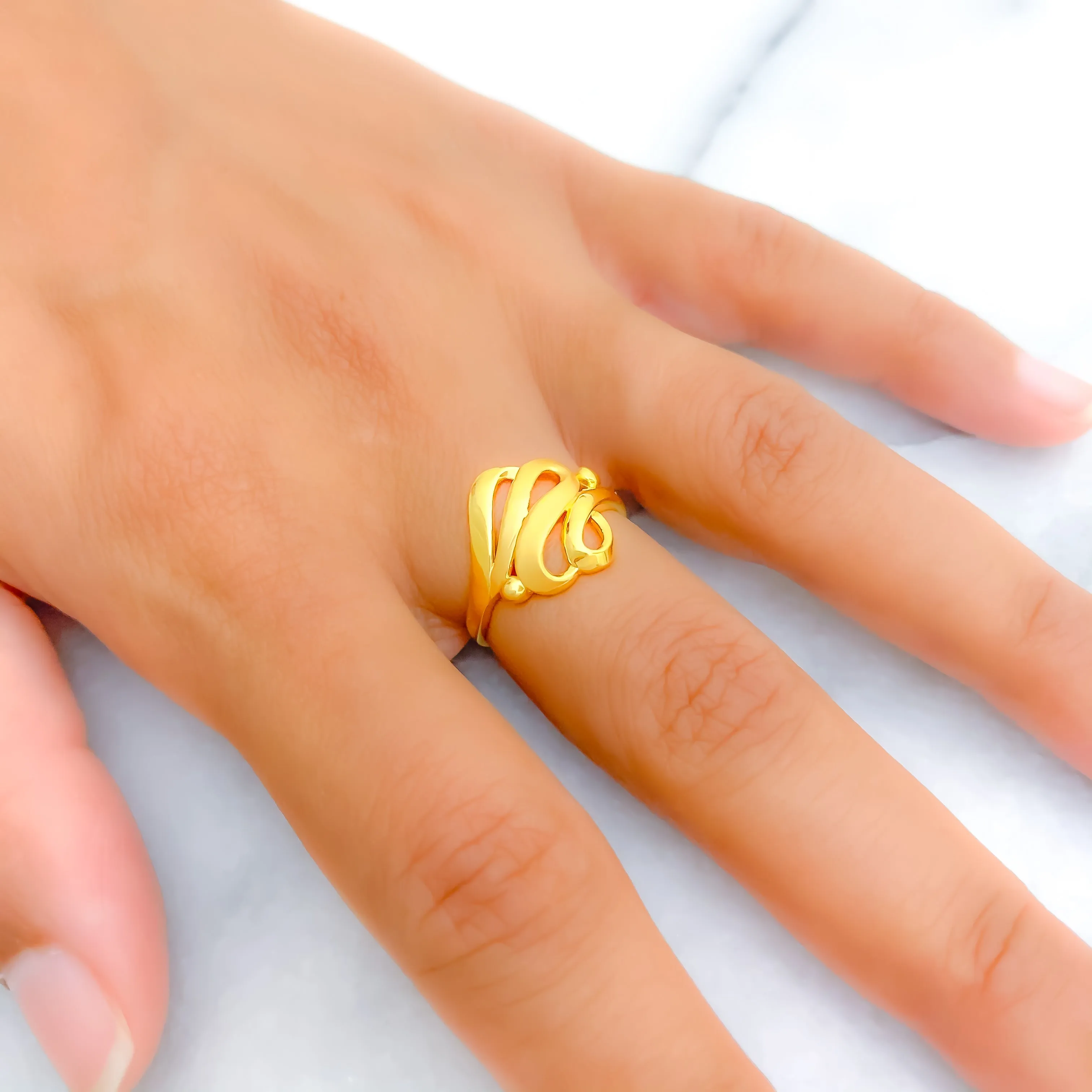 Asymmetrical Ribbon 22k Gold Ring