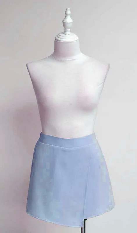 Baby Blue Asymmetrical Hem Skort