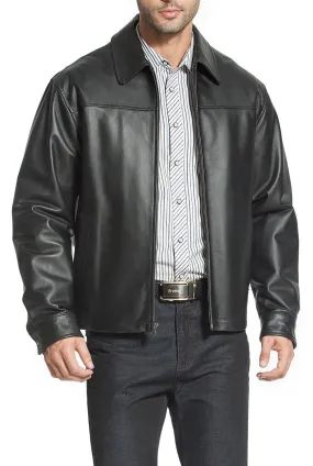 BGSD Men Greg Open Bottom Zip Front Leather Jacket