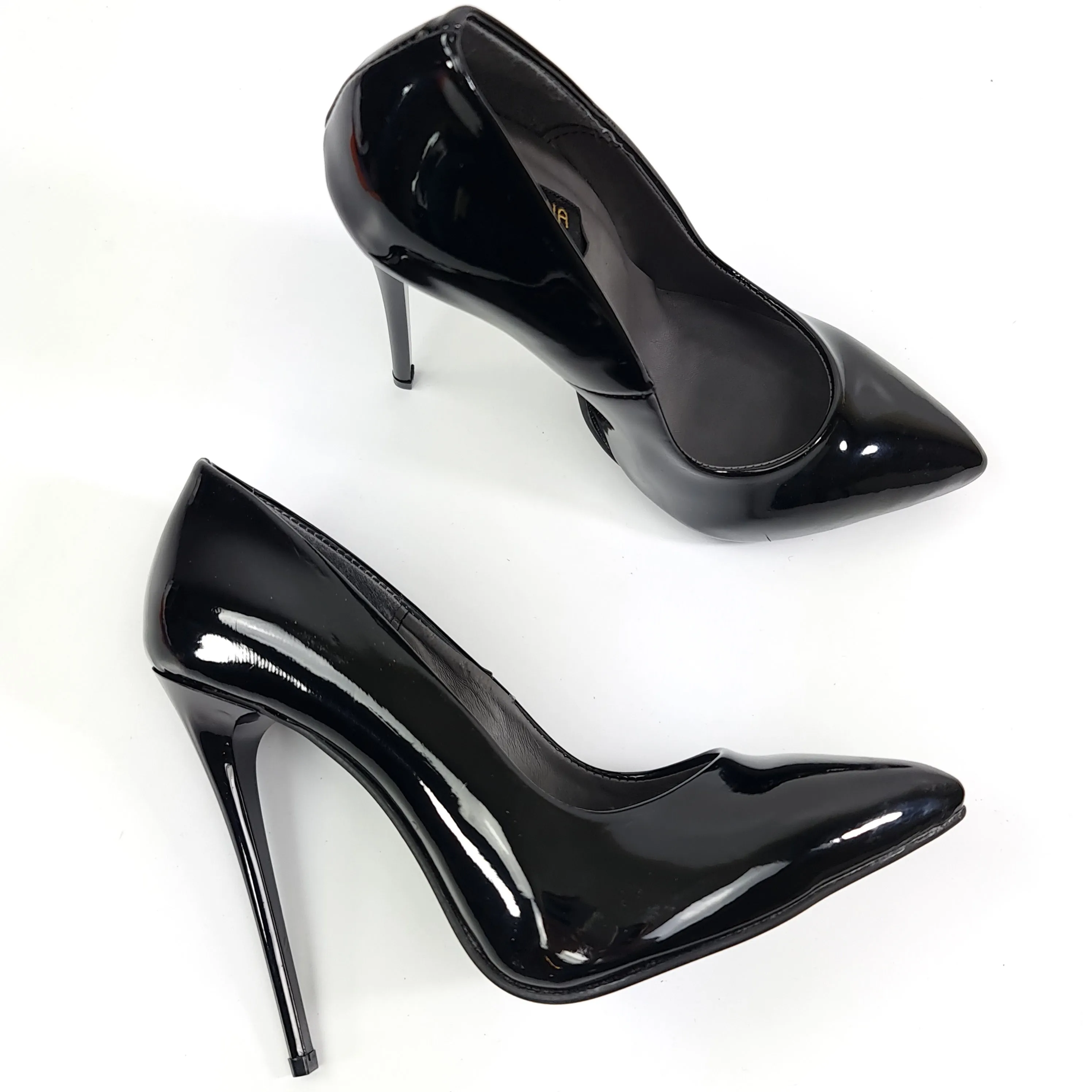 Black Gloss Pencil Heel Stiletto