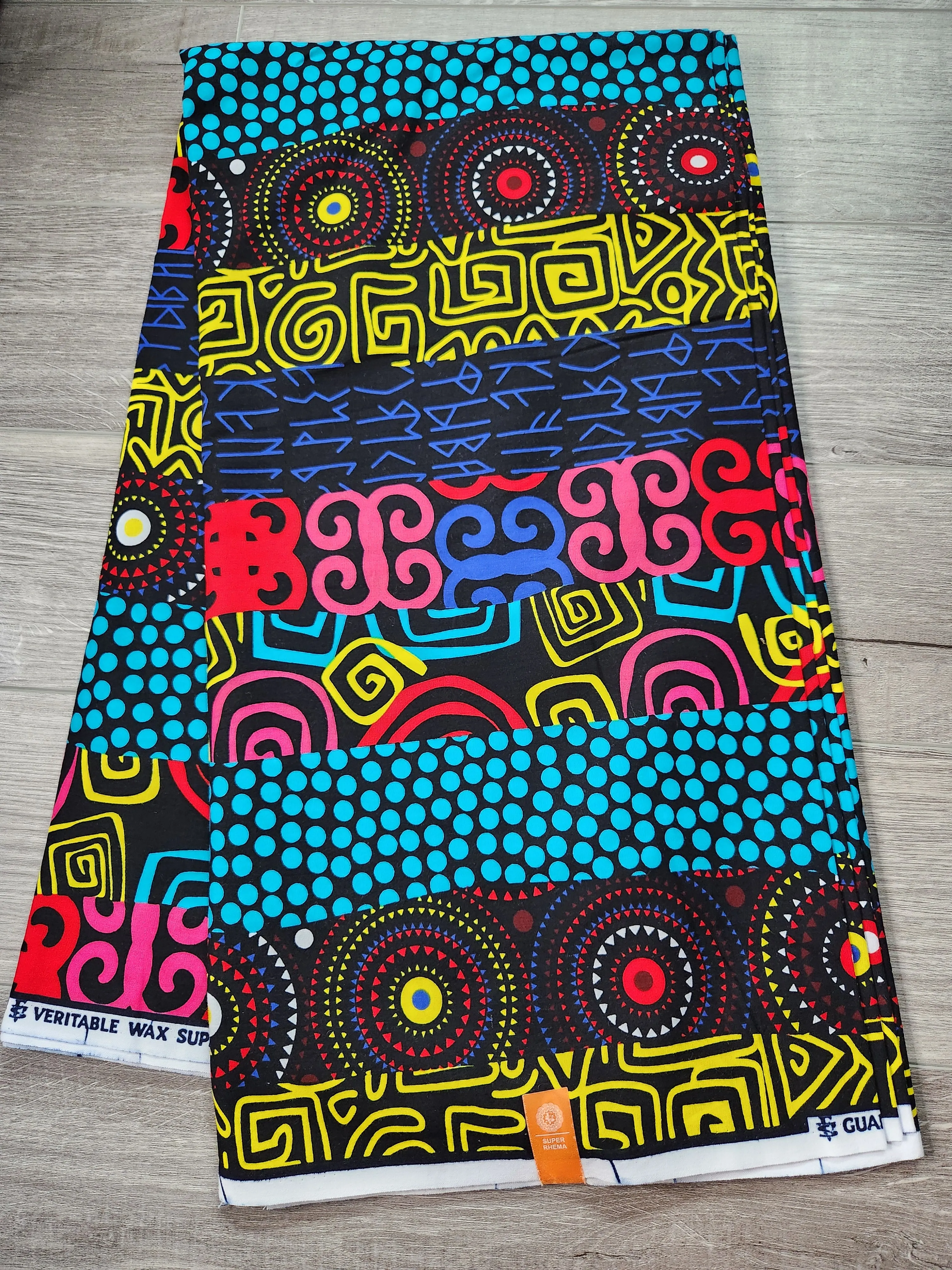 Black Multicolor African Print Fabric, Ankara Fabric