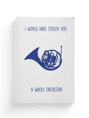 Blue French Horn Minimalistic Composition Notebook