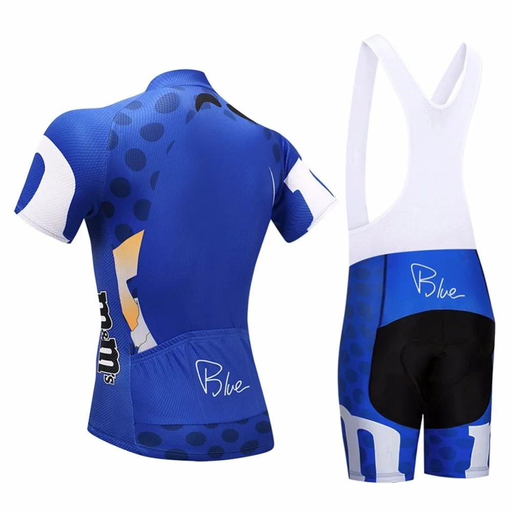 BLUE m TEAM PRO cycling jersey 9D pad bibs shorts set