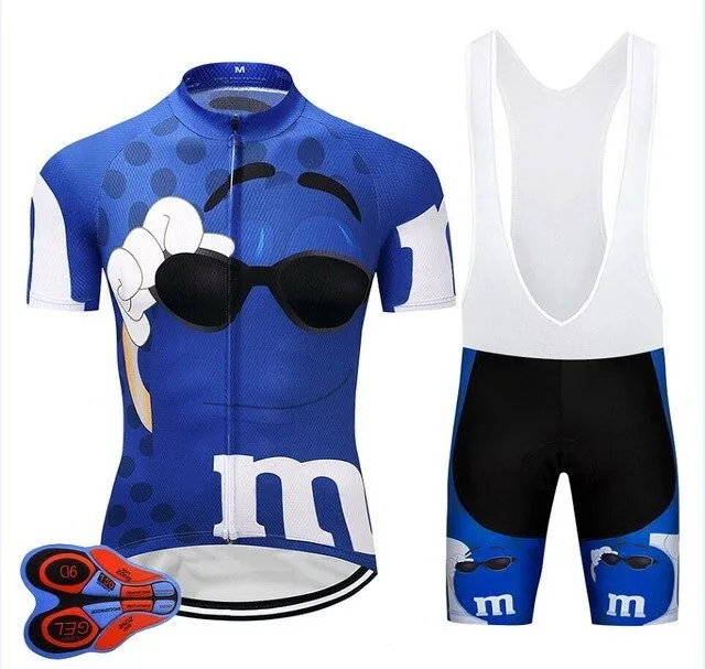 BLUE m TEAM PRO cycling jersey 9D pad bibs shorts set