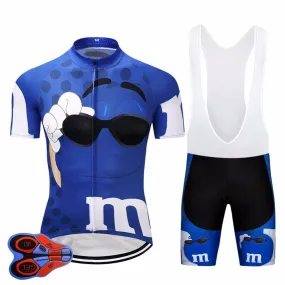 BLUE m TEAM PRO cycling jersey 9D pad bibs shorts set