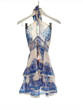 Blue Paisley Halter Top Ariel Mini Dress