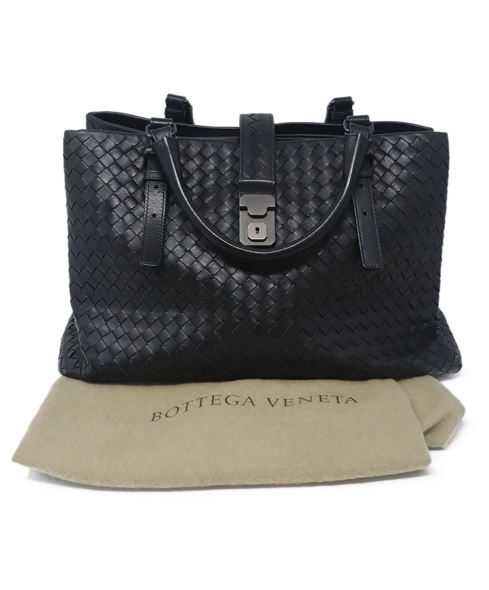 Bottega Veneta Black Woven Leather Satchel