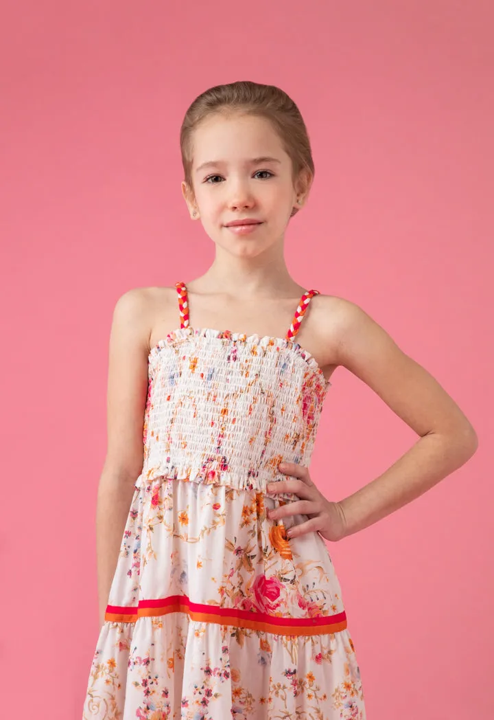 Braided Straps Smocked Tiered Dress