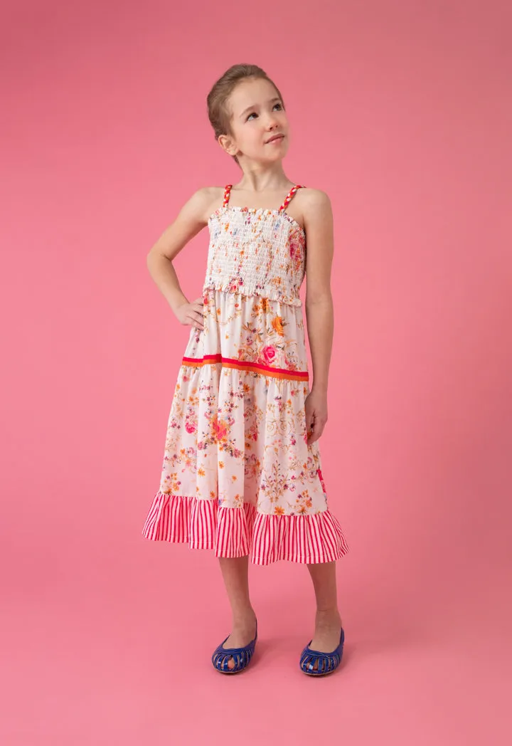 Braided Straps Smocked Tiered Dress