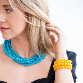 Bright Turquoise Blue Beaded Sylvie Statement Necklace