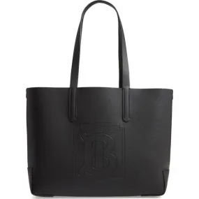 Burberry Embossed Monogram Black Leather Tote