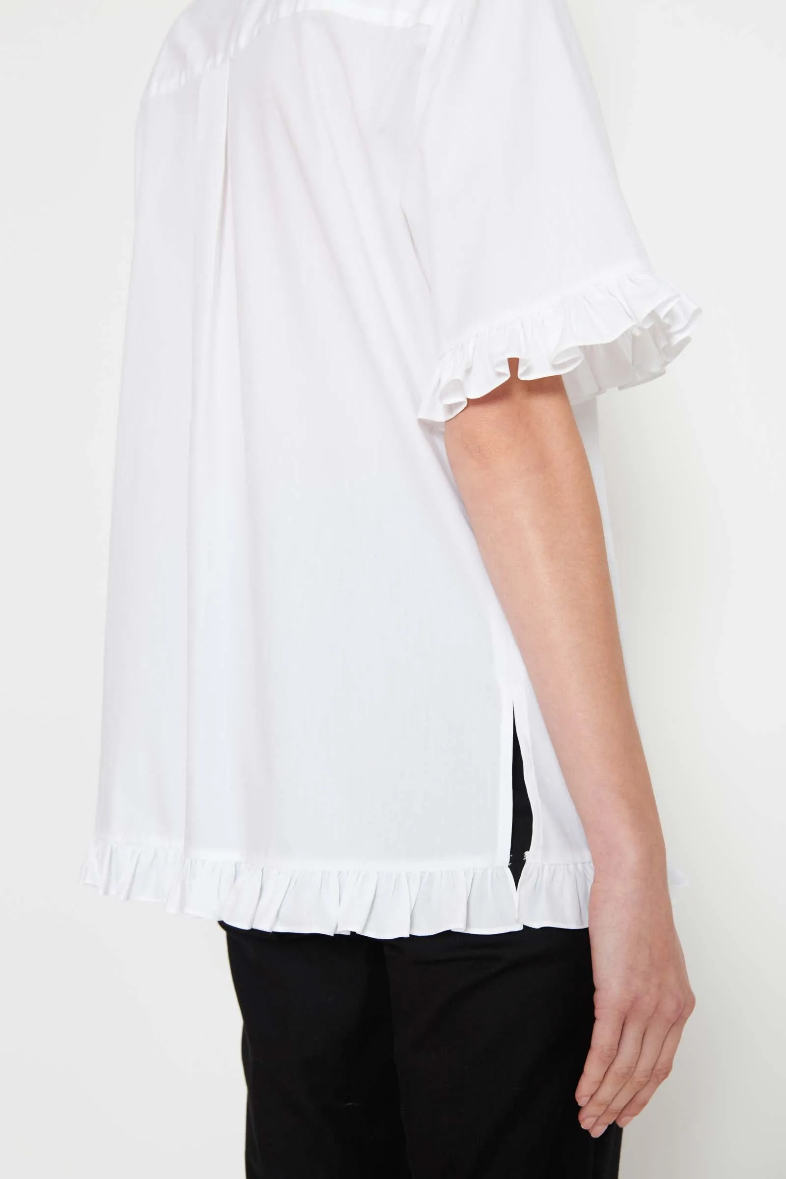 Button Front Ruffle Top