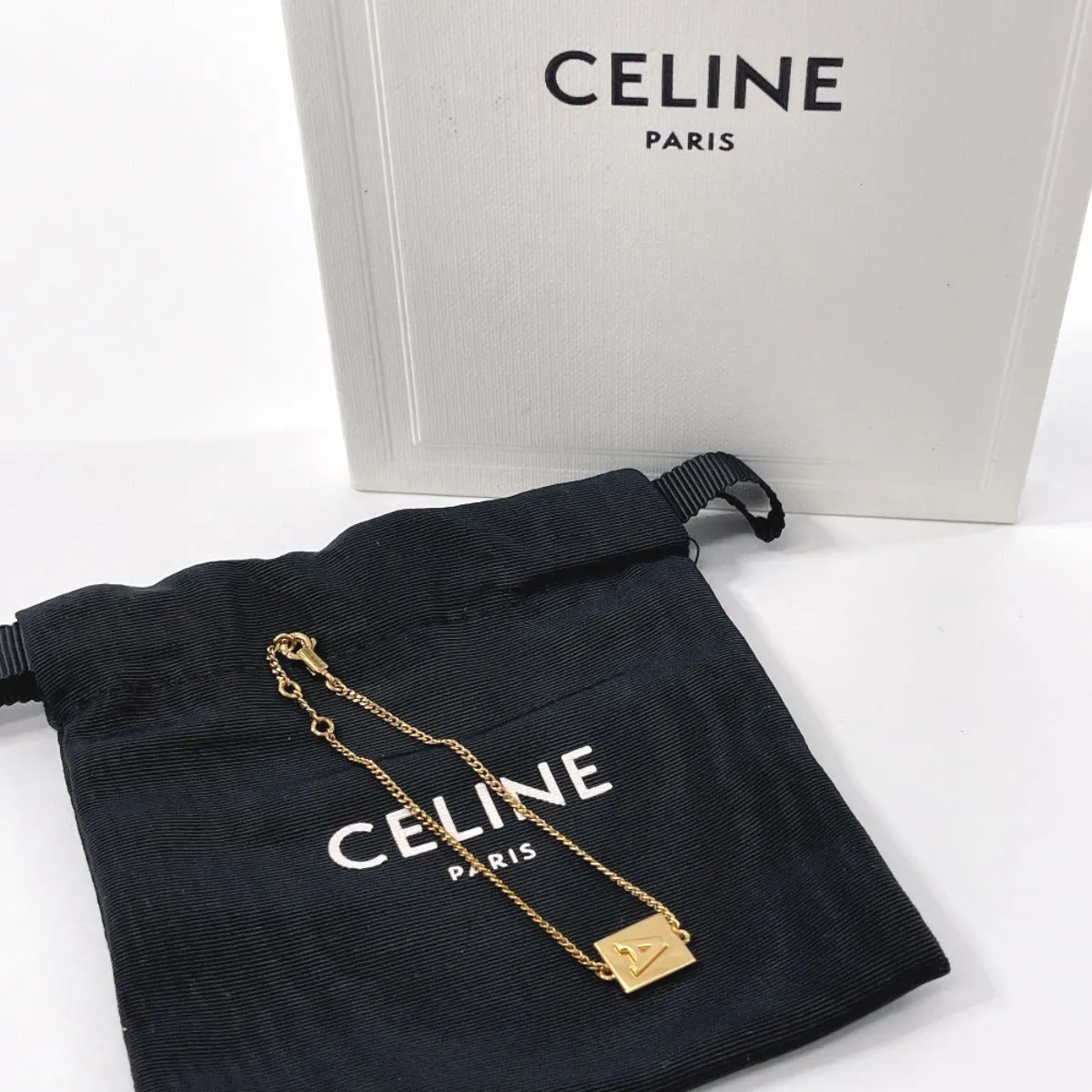 CELINE bracelet 46B1T6BRA.35OR Gold Plated gold Alphabet Women Used Authentic