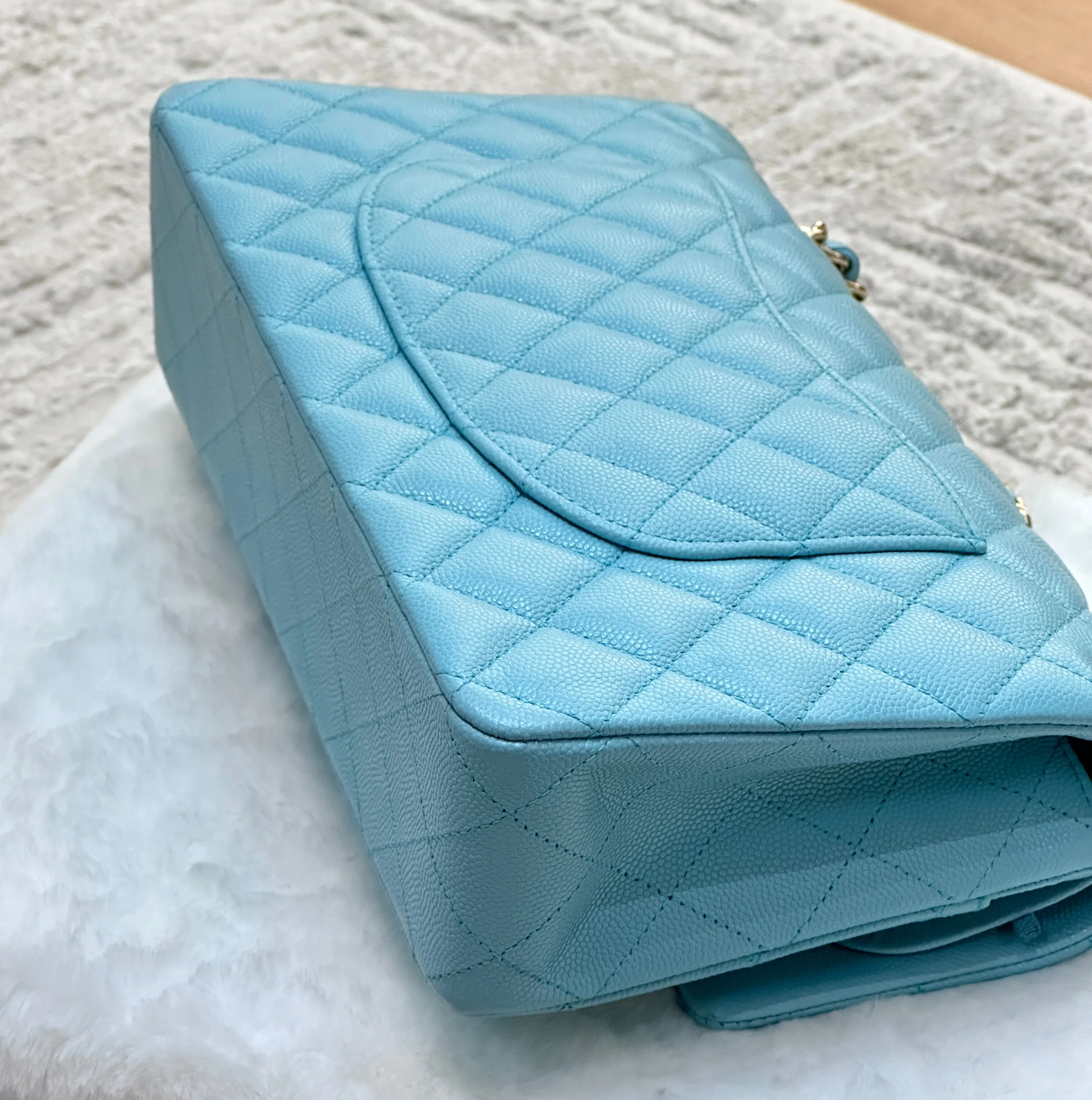 Chanel 19C Tiffany Blue Medium Caviar Classic Flap Bag GHW