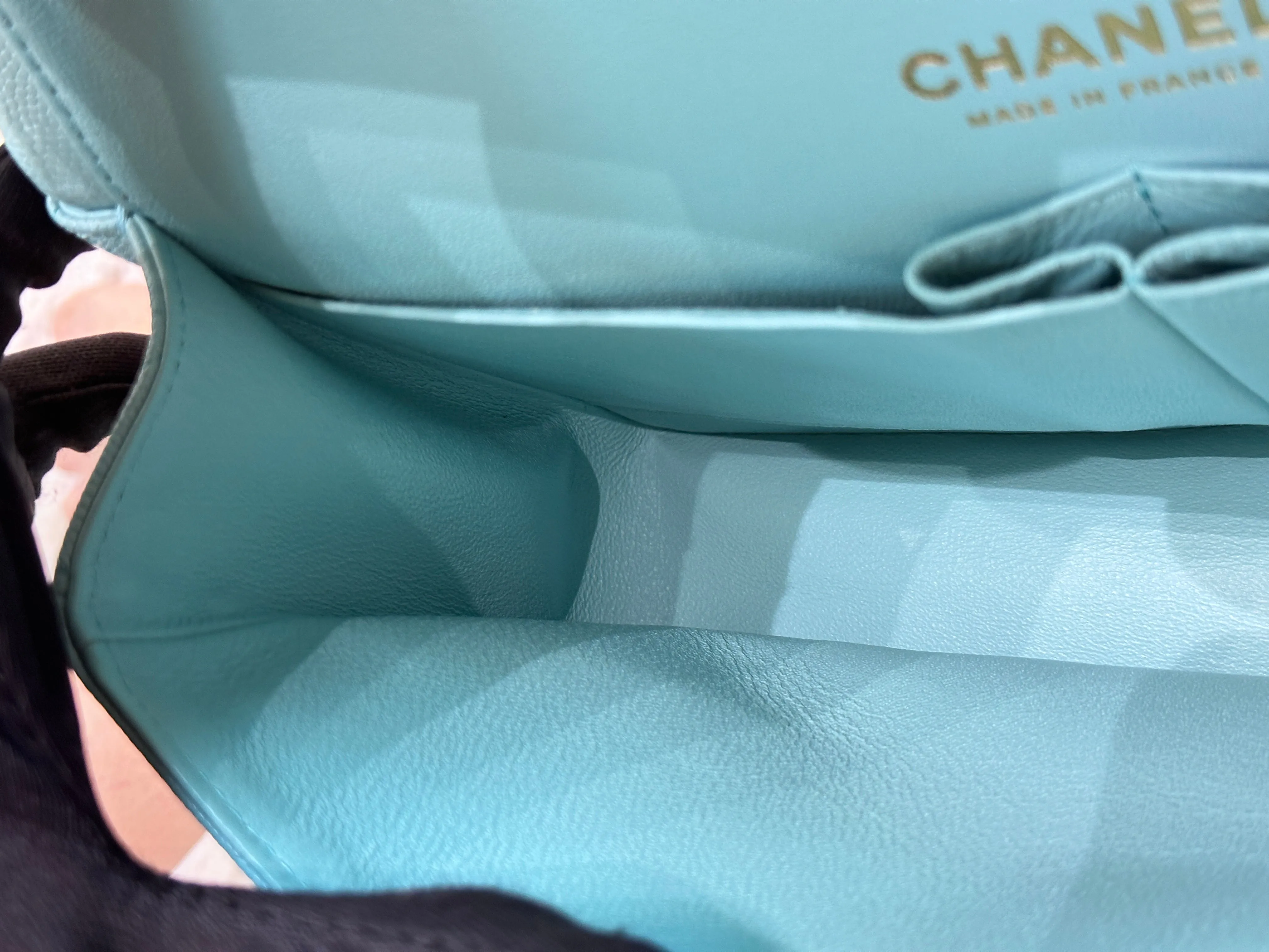 Chanel 19C Tiffany Blue Medium Caviar Classic Flap Bag GHW