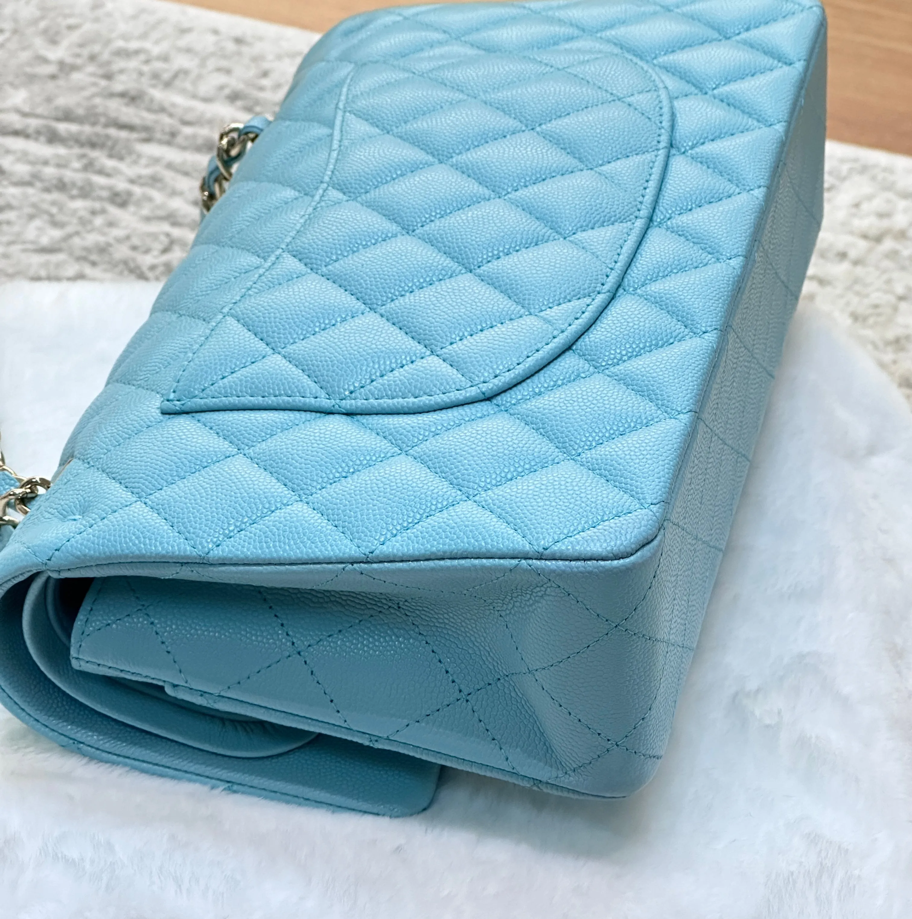 Chanel 19C Tiffany Blue Medium Caviar Classic Flap Bag GHW