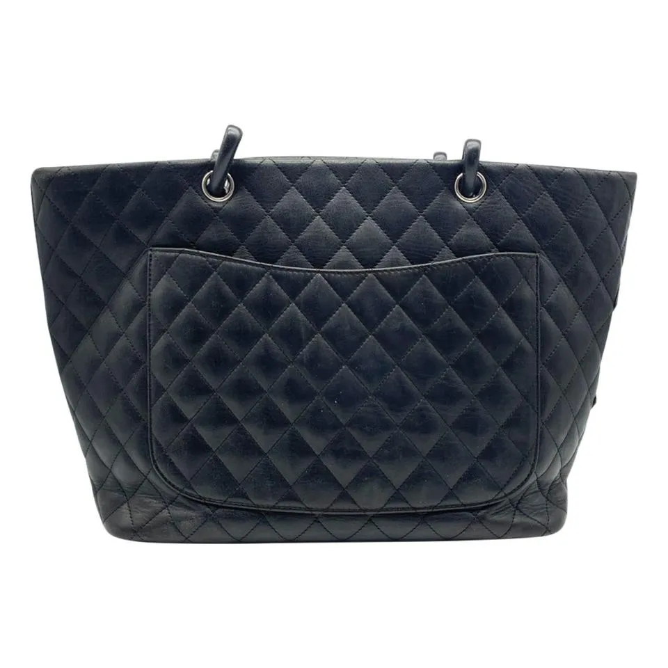 Chanel Cambon Calfskin Quilted Large Black Leather Tote