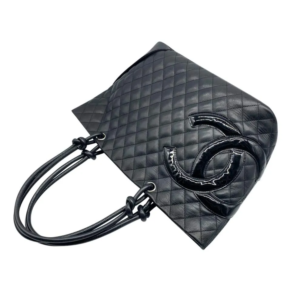 Chanel Cambon Calfskin Quilted Large Black Leather Tote