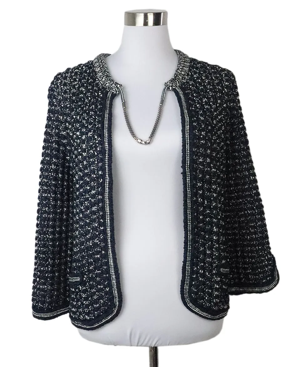 Chanel Navy Tweed Cardigan sz 10