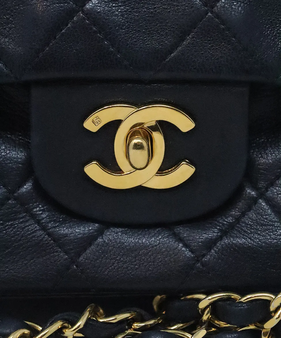 Chanel Vintage Navy Classic Medium Double Flap Bag