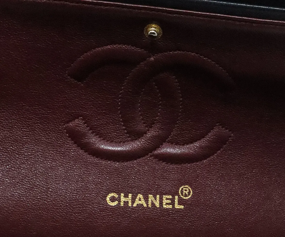 Chanel Vintage Navy Classic Medium Double Flap Bag